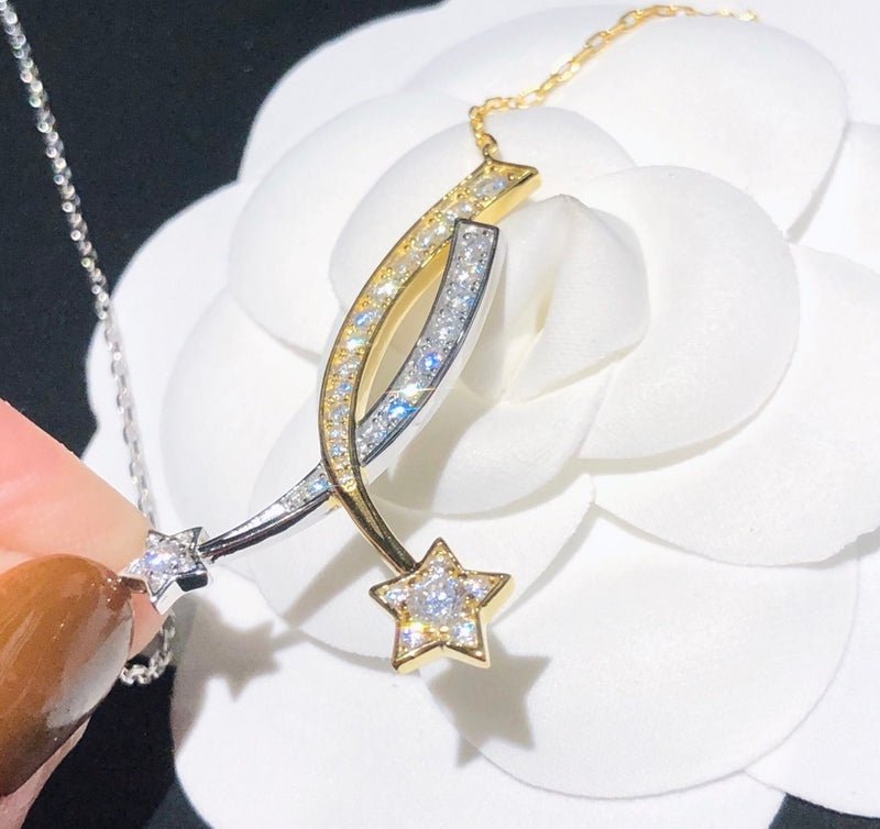 Alternative view of Chanel Gold Crystal Curve Pendant Necklace