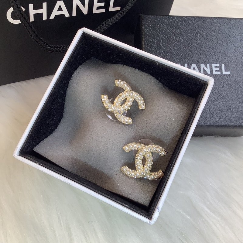 Alternative view of Chanel Full Pearl Double C Stud Earrings