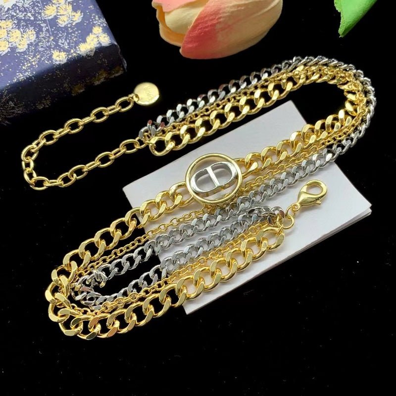Dior Two-Tone Layered CD Necklace - Image 7