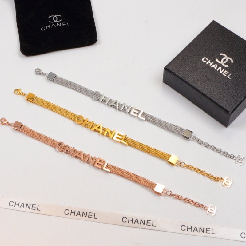 Chanel Hollow Letter Metal Bracelet - Image 4