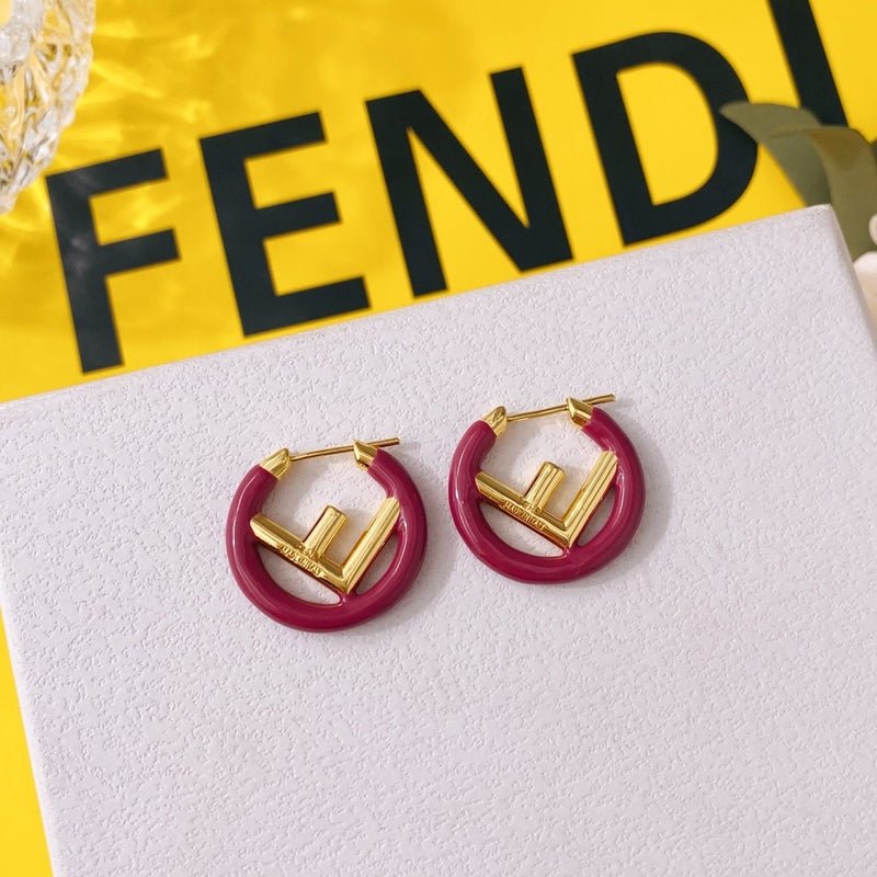 FENDI Porcelain Metal F-shaped Stud Earrings - Image 7