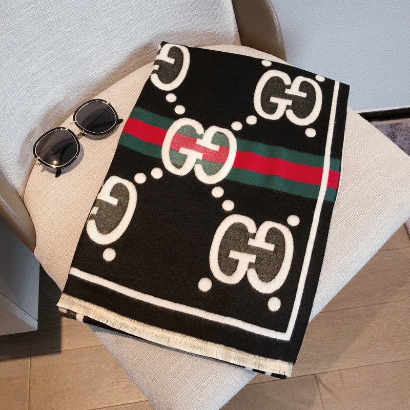 GUCCI Wool Web Stripe GG Scarf - Image 9