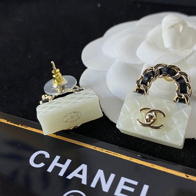 Chanel Quilted Handbag Shape Stud Earrings - Image 9