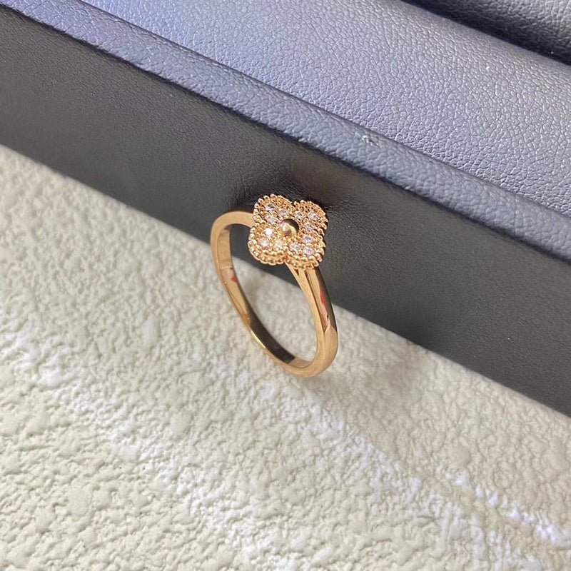 Mini Full Paved Zircon Clover Dainty Ring - Image 6
