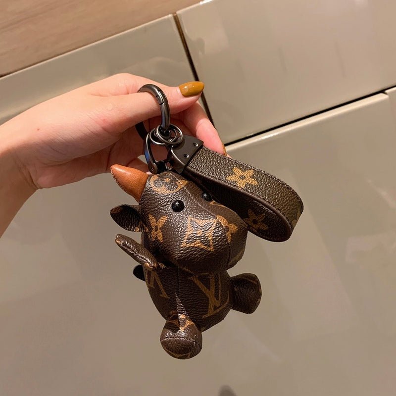 LV Monogram 3D Cow Canvas Strap Keychain