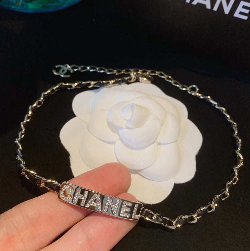 Chanel Silver Crystal Letter Chain Bracelet