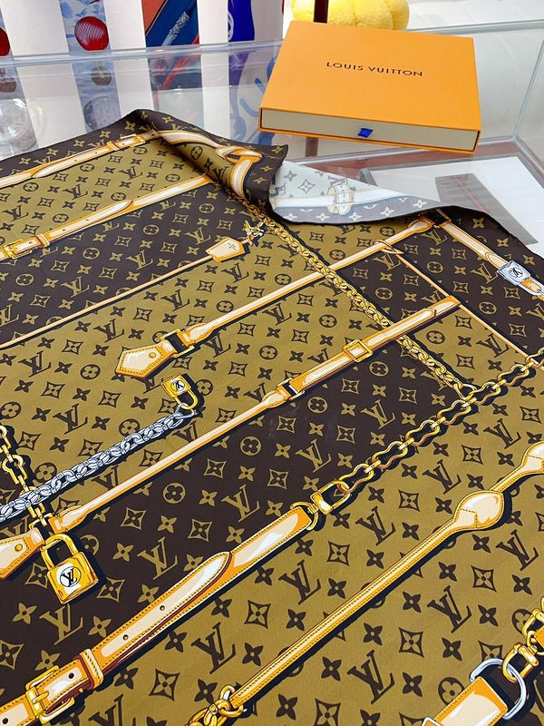 LV Classic Leather Hardware Printed Square Scarf - Image 11