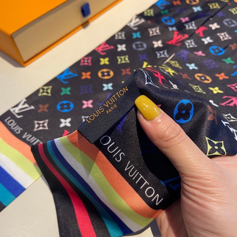 LV Multicolor Monogram Twilly Print Soft Scarf - Image 11