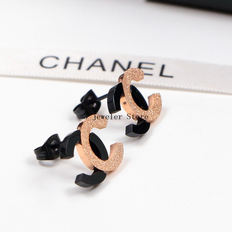 Alternative view of Chanel Glitter Two-Tone CC Stud Earrings
