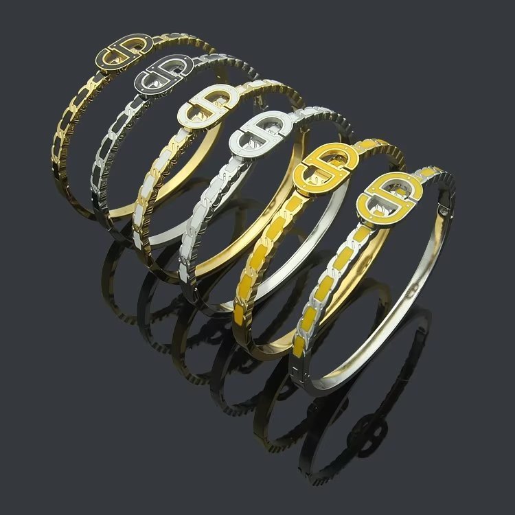 Dior Two-Tone Logo Enamel Bangle