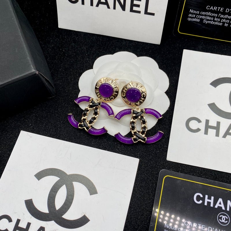 Chanel Purple Enamel Gem Double C - Image 7