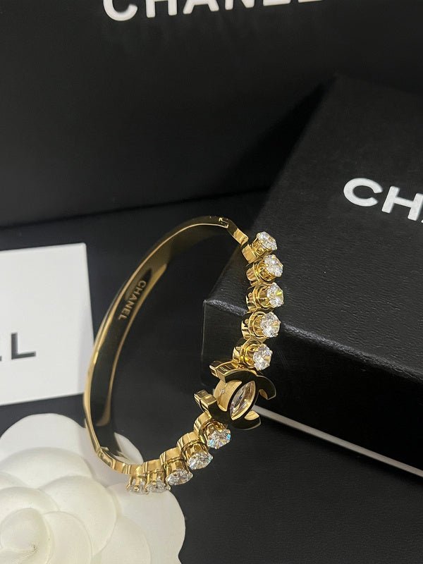 Alternative view of CHANEL Floral Crystal CC Two-Tone Stack Bangle Pair