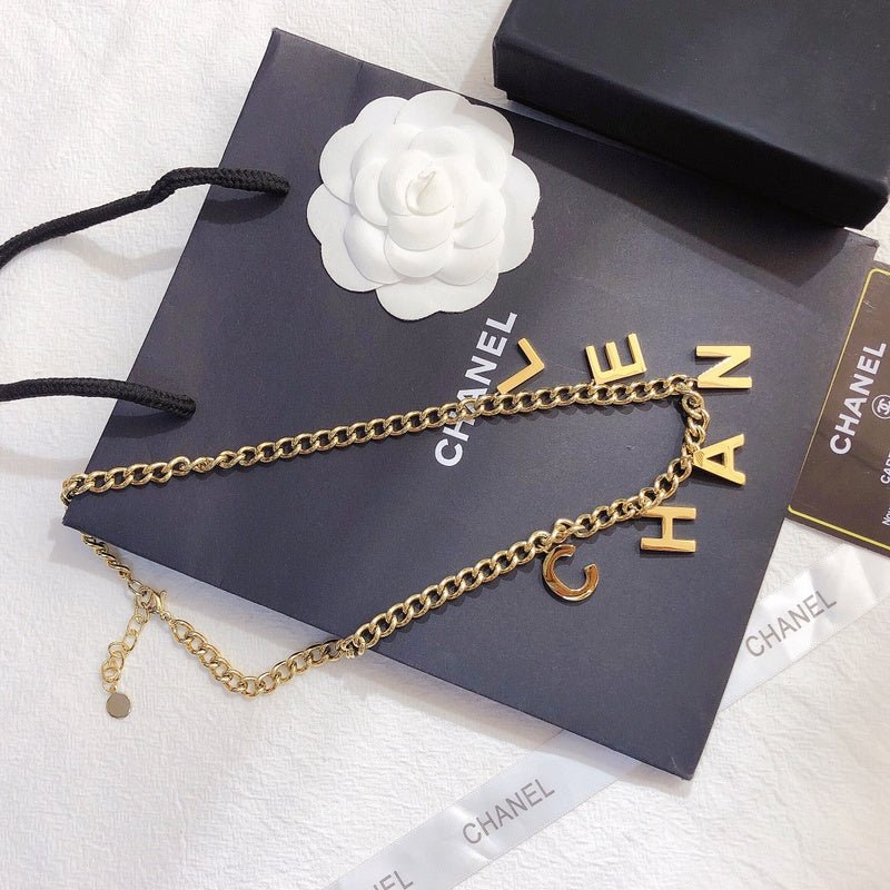 Chanel Gold Letter Curb Chain Choker - Image 4