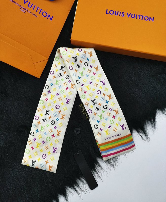 LV Multicolor Monogram Twilly Print Soft Scarf - Image 4