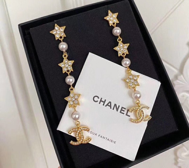Chanel Star Pearl Long Drop Earrings - Image 4