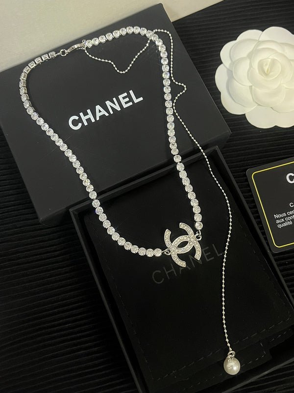 Alternative view of Chanel Silver Full Crystal CC Choker Necklace