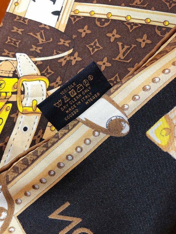 LV Luxury Luggage Trunk Print Square Silk Scarf - Image 3