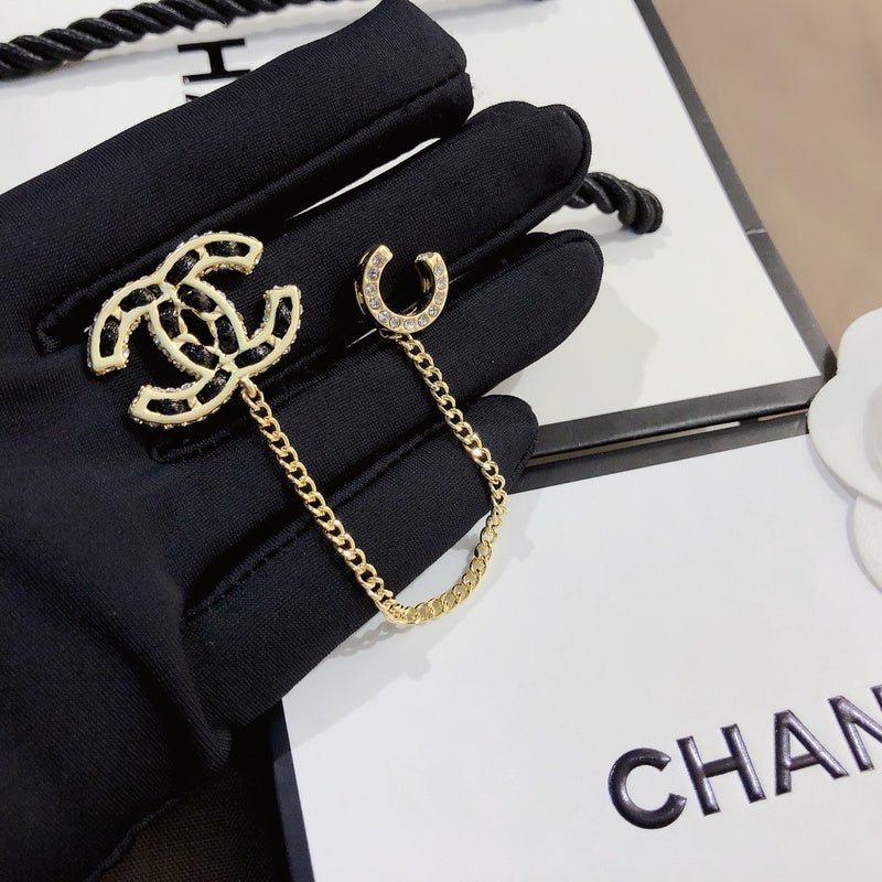Chanel Chain Linked Asymmetrical Drop Earrings