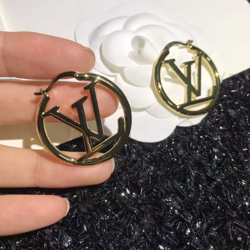 LV Open Logo Hoop Sophisticated Earrings - Image 11