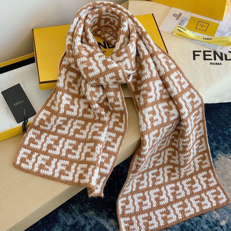 Fendi Wool Knit Reversible FF Scarf