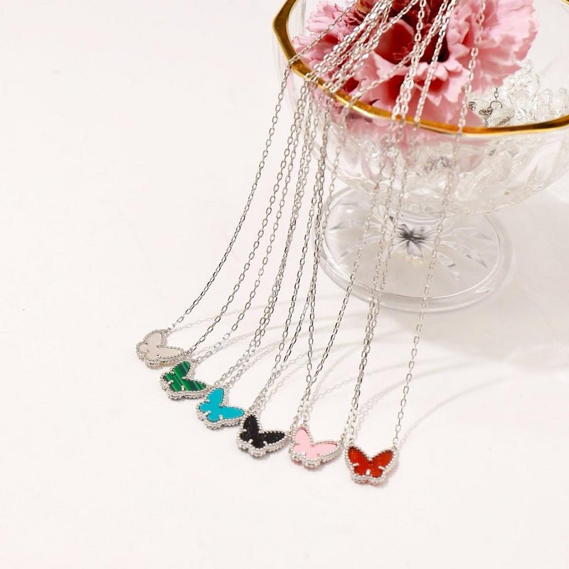 Multi Color Enamel Butterfly 316L Steel Necklace