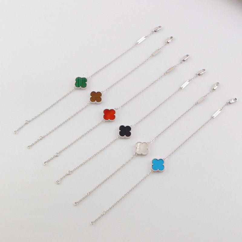 VAB1 4 Clover Bracelet single flower steel braceletabout 17cm+4cm extra Jewelry - Image 21