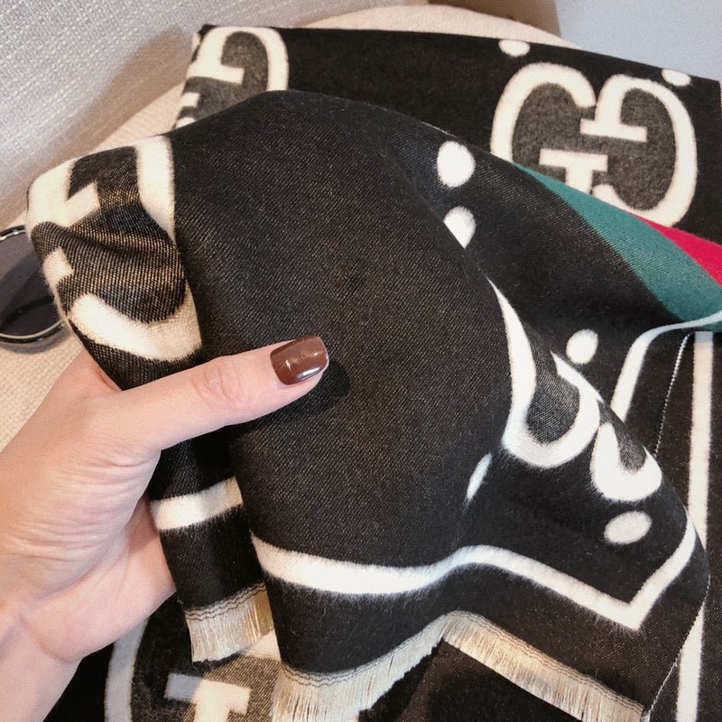GUCCI Wool Web Stripe GG Scarf - Image 11