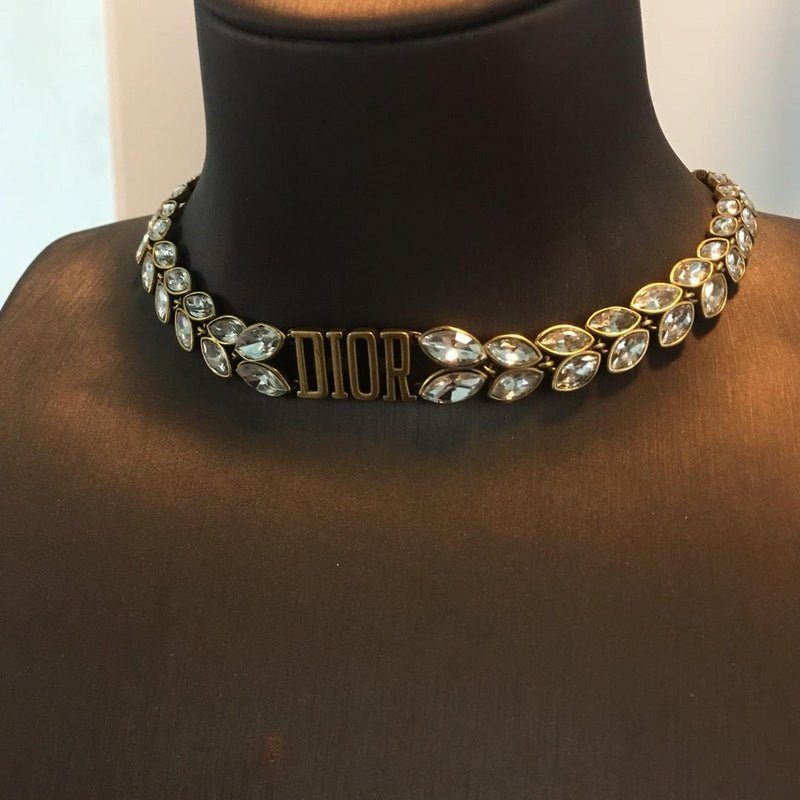 Dior Vintage Crystal Leaf Necklace - Image 11
