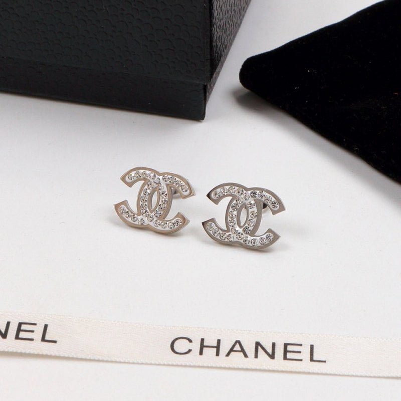 Alternative view of Chanel Border Crystal Mini CC Stud Earrings