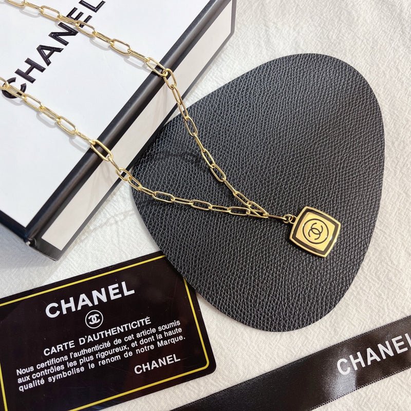 Alternative view of Chanel Square Enamel CC Paperclip Chain Necklace