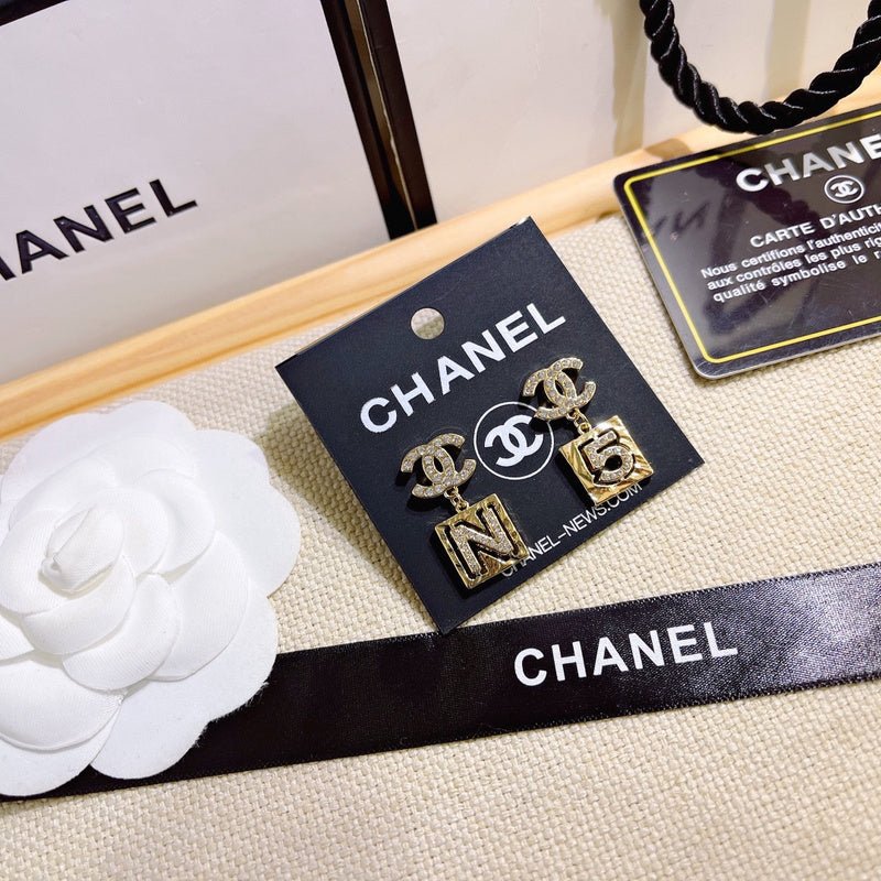 Alternative view of Chanel Rhinestone CC Square Letter Drop Earrings