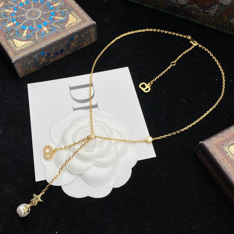 Dior Star & Pearl Lariat Necklace