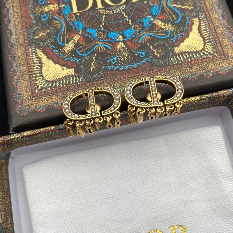 Dior Pearl CD Logo Earrings - Image 3