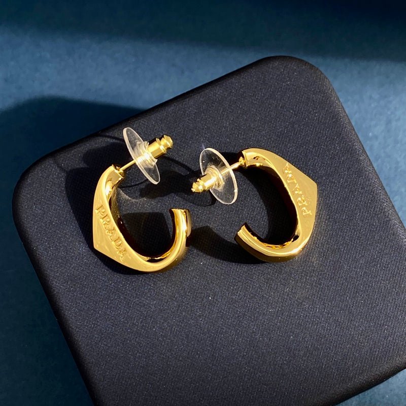 Alternative view of Prada Style Gold Twisted Hoop Earrings