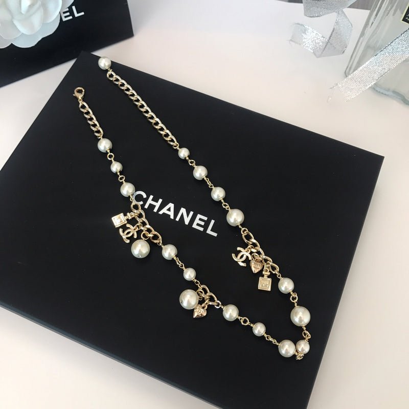 Alternative view of Chanel Graduated Pearl Dangle Gold Necklace