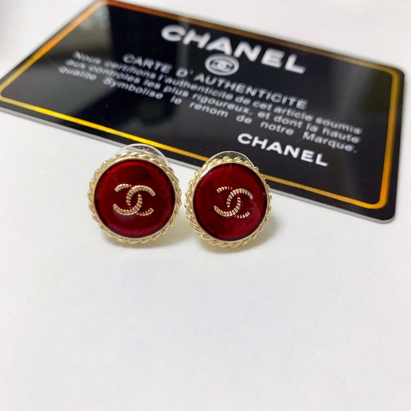 Alternative view of Chanel Twisted Rim Round Color Enamel Double C Studs