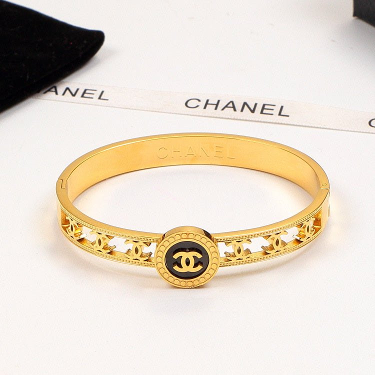 Chanel Hollow Star Double C Round Bangle Set - Image 4