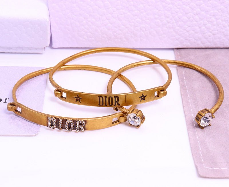 Dior Gold Logo & Star Bangle