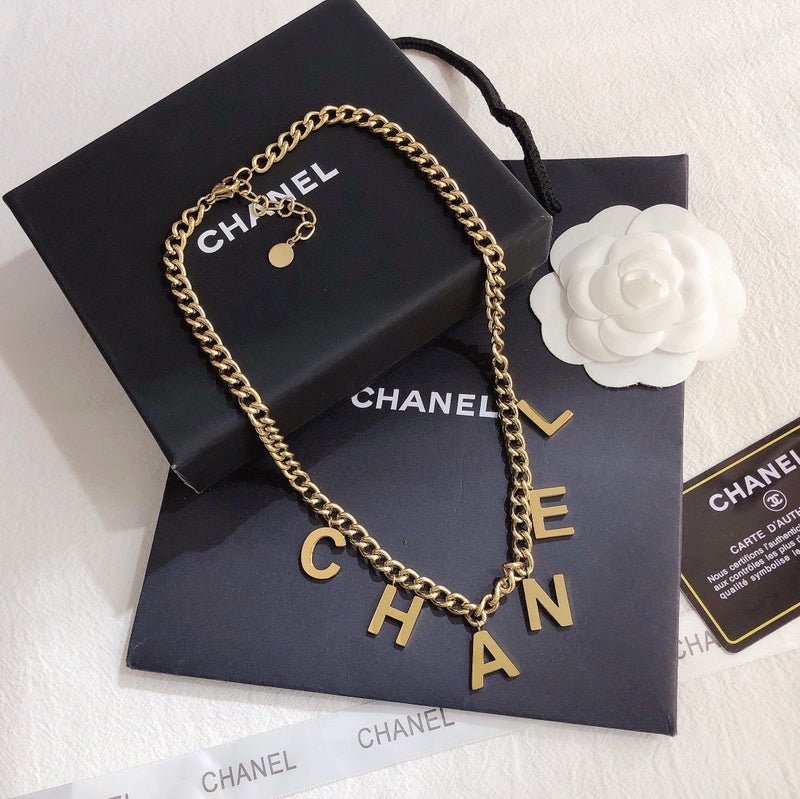 Chanel Gold Letter Curb Chain Choker - Image 7