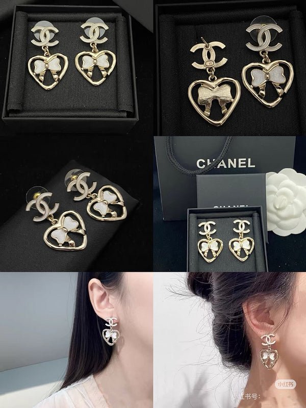 Alternative view of Chanel Gold Heart Butterfly Drop Earrings