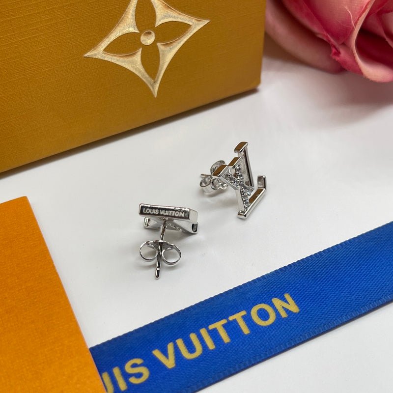 LV Crystal Logo Stud Earrings - Image 3
