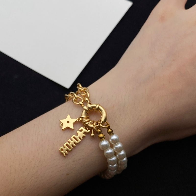 Dior Pearl & Logo Toggle Bracelet