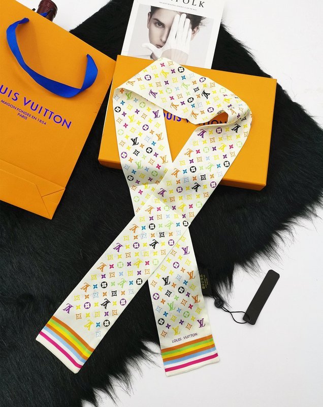 LV Multicolor Monogram Twilly Print Soft Scarf - Image 5