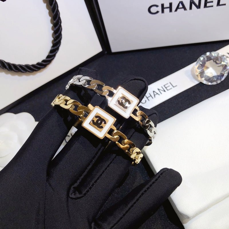 Chanel Square Logo Hollow Weave Bangle - Image 3