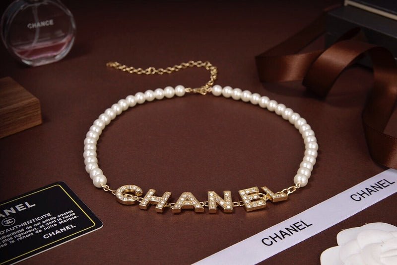 Alternative view of Chanel Gold Pearl Crystal Letter Logo Choker Necklace