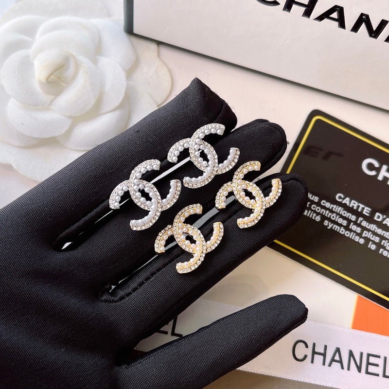 Chanel Two-Tone Crystal CC Hair Clips - Image 6