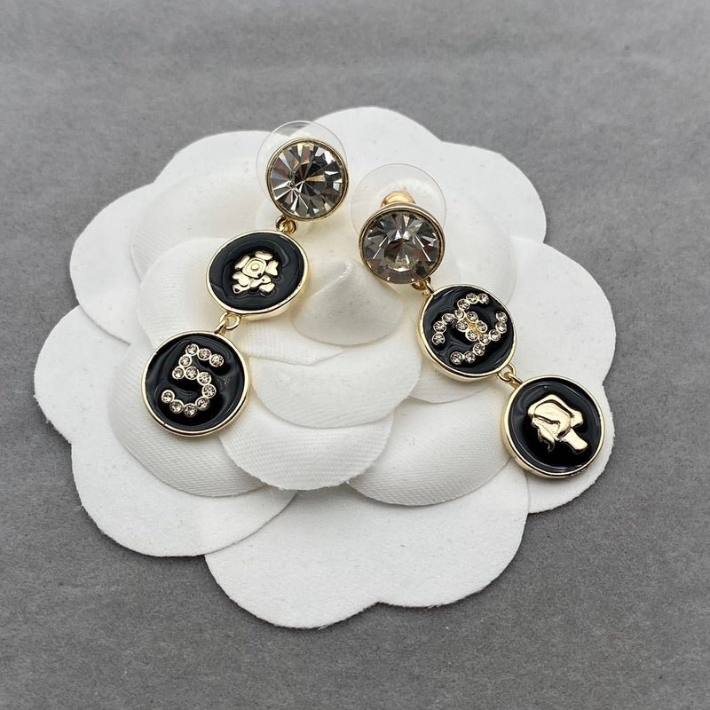 CHANEL Asymmetric Multi Disc Number 5 Drop Earrings - Image 4