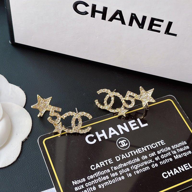 Alternative view of Chanel Star Rhinestone Double C Drop Earrings
