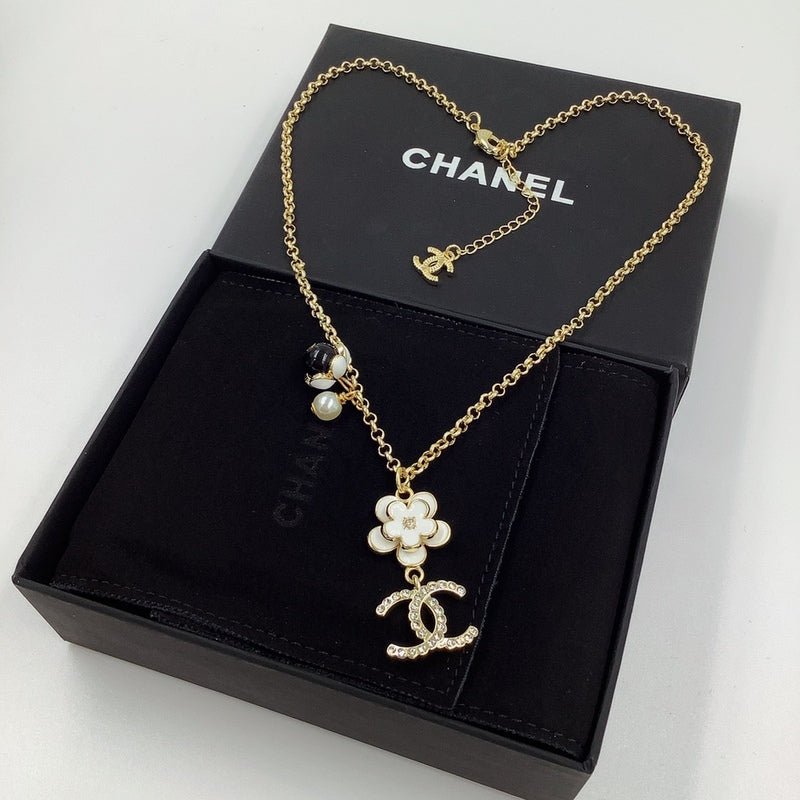 Alternative view of Chanel Gold Flower Pearl CC Pendant Necklace