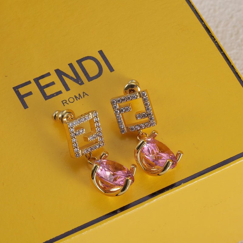 Alternative view of FENDI Diamond-Set Metal Powder Crystal Earring with Stud